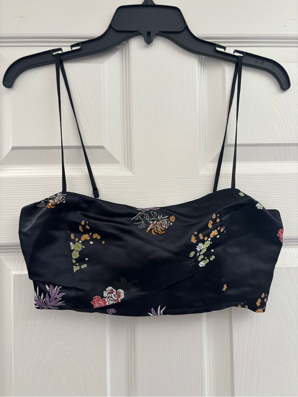 Honey Punch Black Satin Floral Camisole